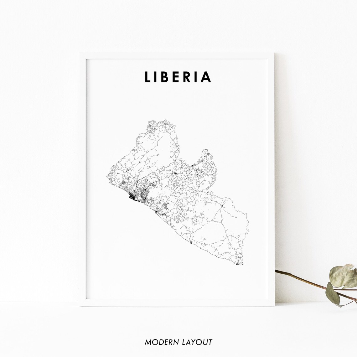 Liberia Map Print, Monrovia West Africa Travel Poster