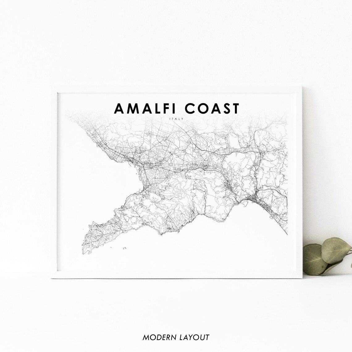 Amalfi Coast Italy Map Print, Nursery Room Decor
