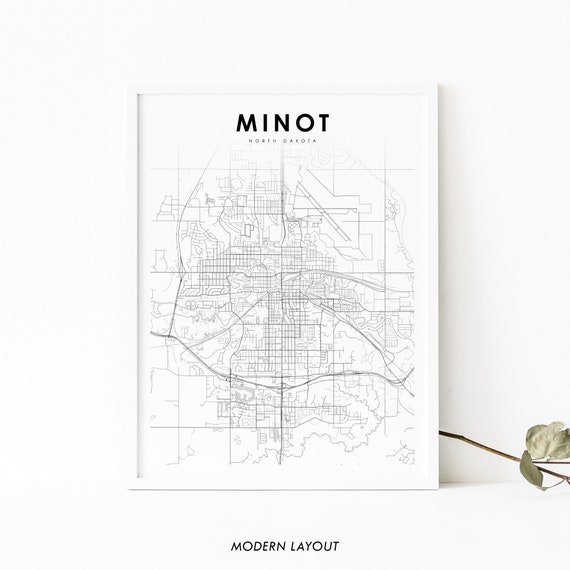 Minot ND Map Print, North Dakota Nursery Decor
