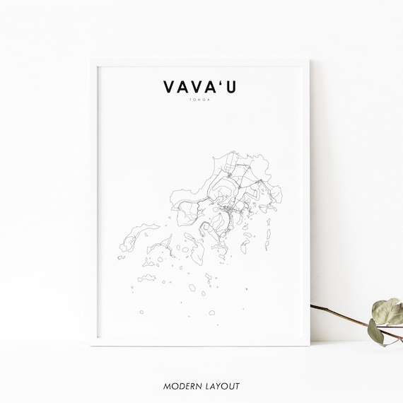 Vava'u Tonga Island Minimalist Map Line Art Travel Wall Poster