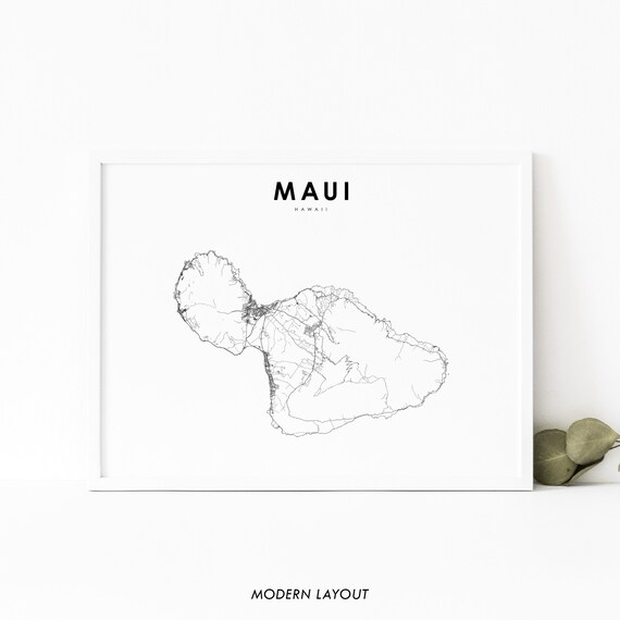 Maui Hi Map Art Print, Hawaii Nursery Decor