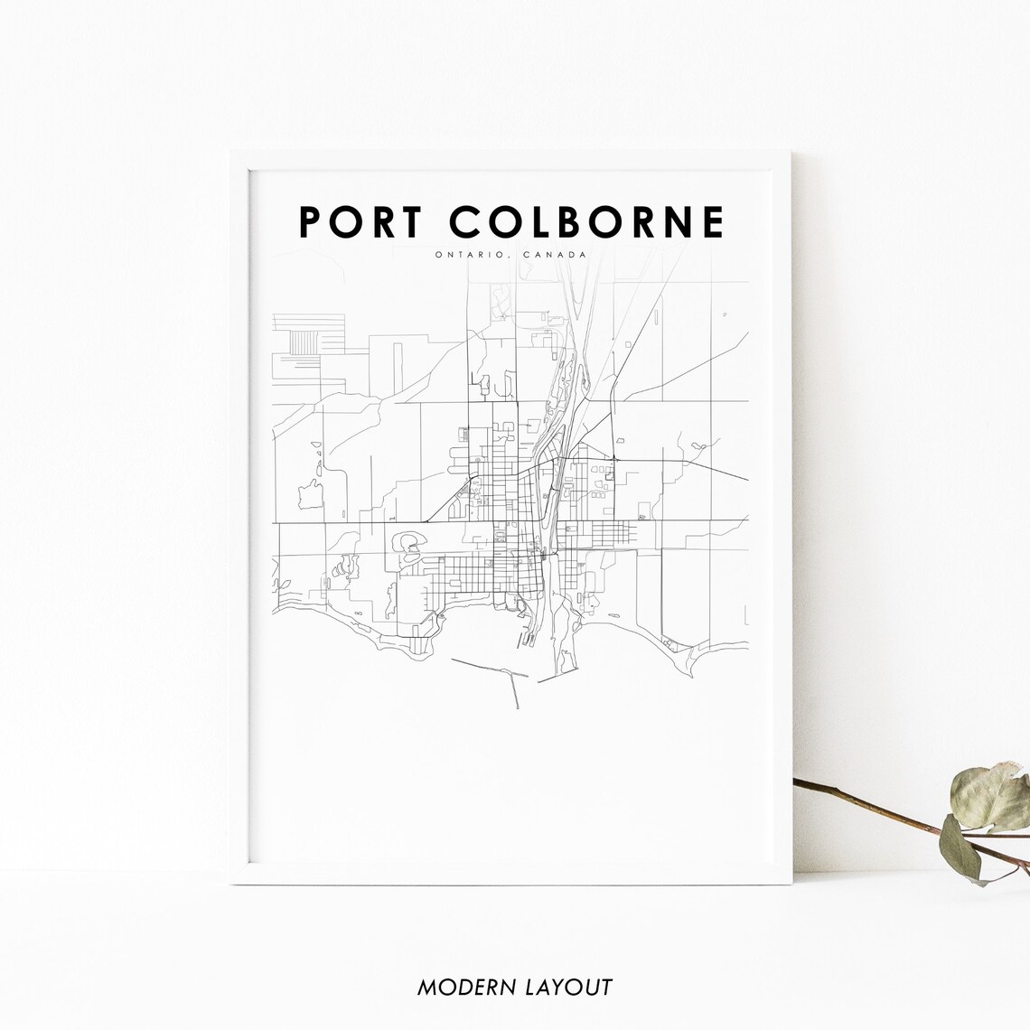 Port Colborne Ontario Canada Minimalist City Street Map Print