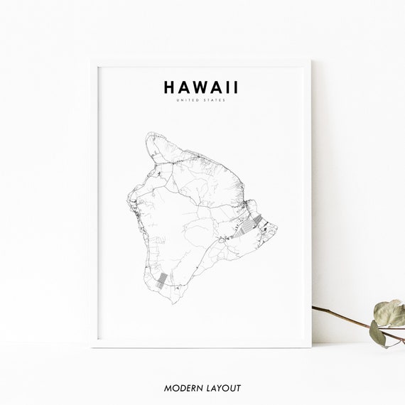 Island Of Hawaii Map Print, USA Nursery Wall Art