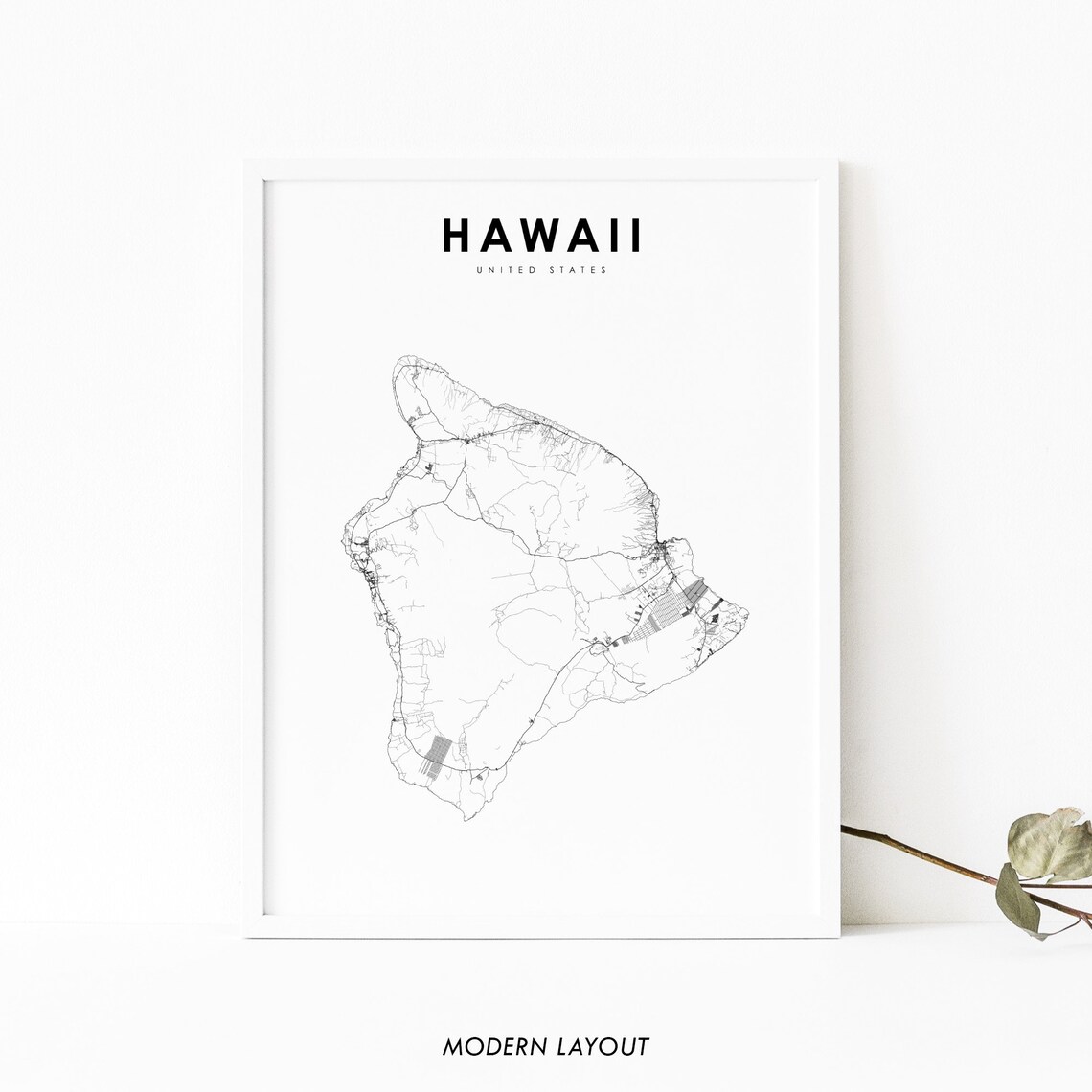 Island Of Hawaii Map Print, USA Nursery Wall Art