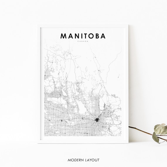 Southern Manitoba Map Print, Canada Road Art Poster