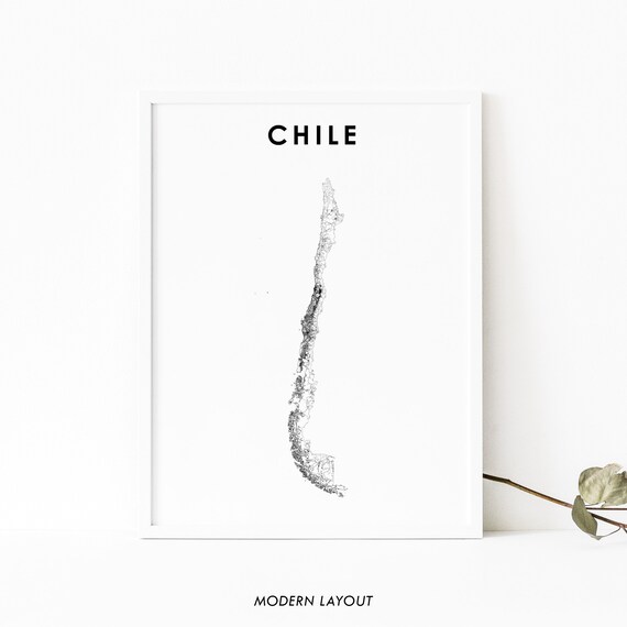 Chile Map Print, South America Travel Poster