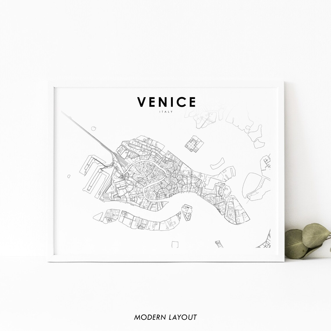 Venice Italy Map Print, Venezia City Road Poster