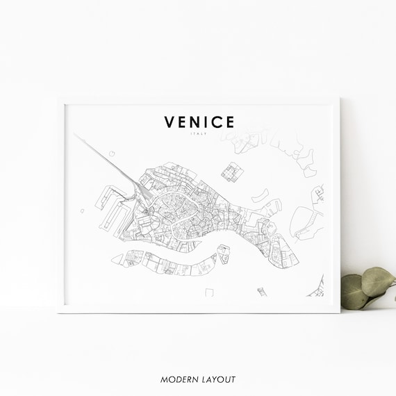 Venice Italy Map Print, Venezia City Road Poster