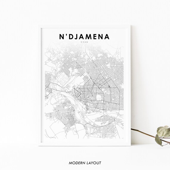 N'Djamena Chad Minimalist City Street Map Poster Modern Layout