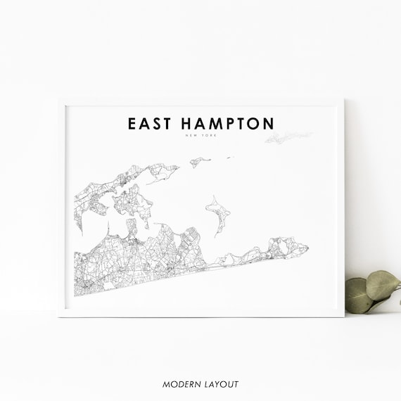 East Hampton New York Minimalist City Street Map Poster with Modern Style