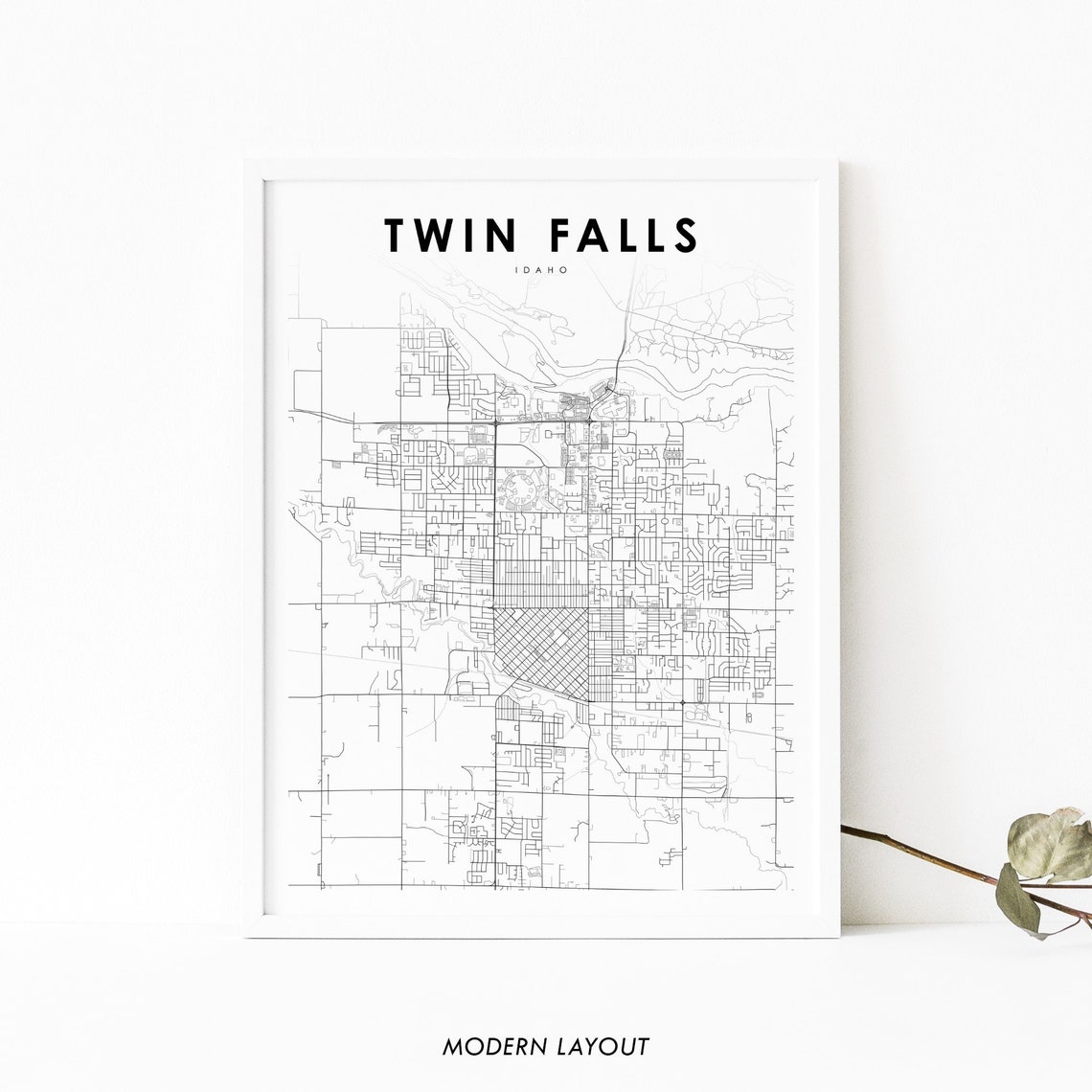 Twin Falls Idaho Minimal City Street Map Modern Layout Poster