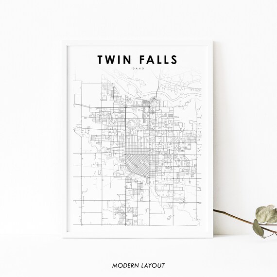 Twin Falls Id Map Print Idaho Usa Art Poster Magic Valley City Street Road Nursery Room Wall Office Decor
