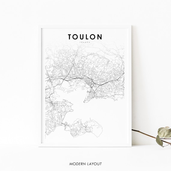 Toulon France Map Print Art Poster Tolon Alpescte Dazur City Street Road Nursery Room Wall Office Decor