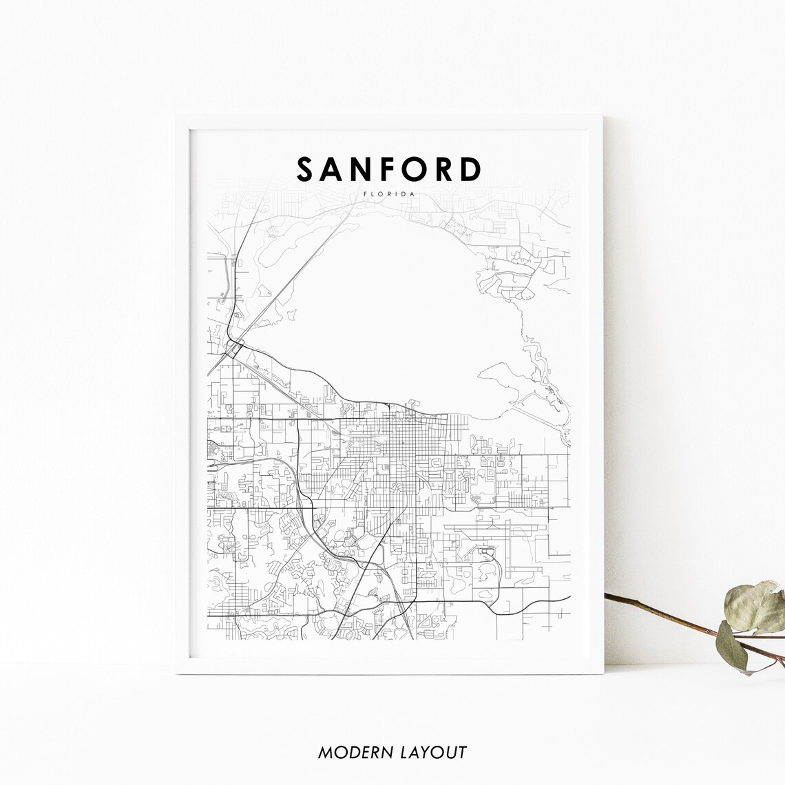 Sanford FL Map Print, Florida USA Travel Poster