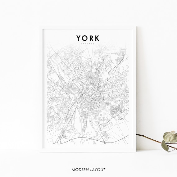 York England Map Print Uk United Kingdom Art Poster Yorkshire City Street Road Nursery Room Wall Office Decor