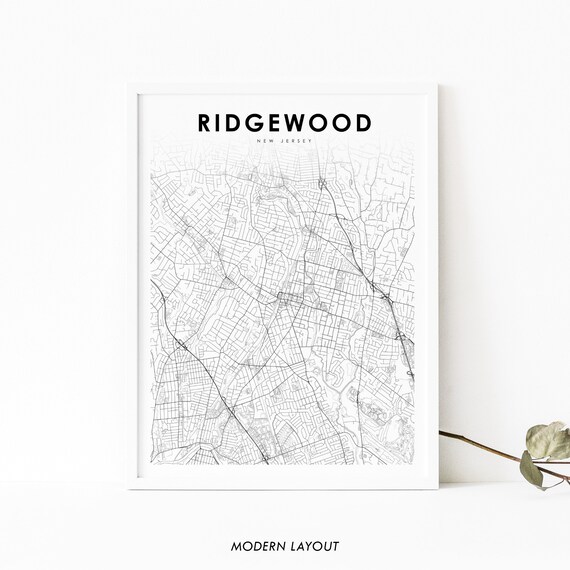 Ridgewood New Jersey Minimal Street Map Modern Layout Poster