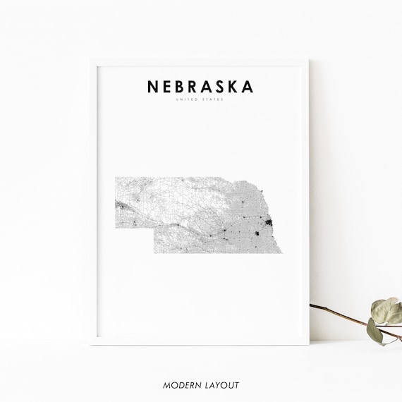 Nebraska Map Print State Road Ne Usa United States Art Poster Nursery Room Wall Office Decor