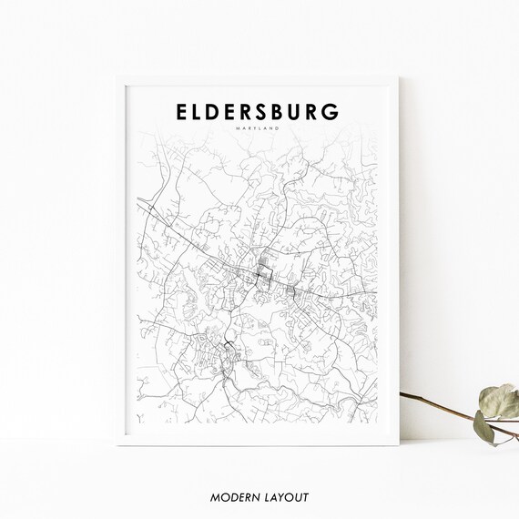 Eldersburg Md Map Print Maryland Usa Art Poster Carroll City Street Road Nursery Room Wall Office Decor