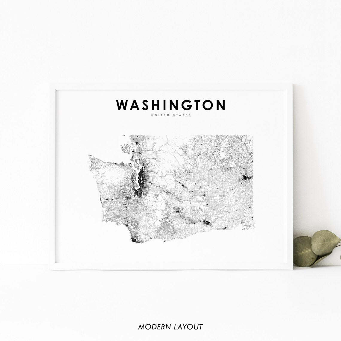 Washington State Road Map Art Print, Nursery Decor