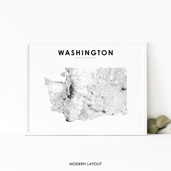 Washington State Road Map Art Print, Nursery Decor