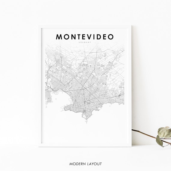Montevideo Uruguay City Street Map Minimalist Modern Wall Poster