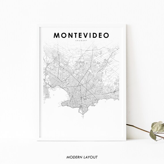 Montevideo Uruguay Map Print Art Poster Uruguai City Street Road Nursery Room Wall Office Decor