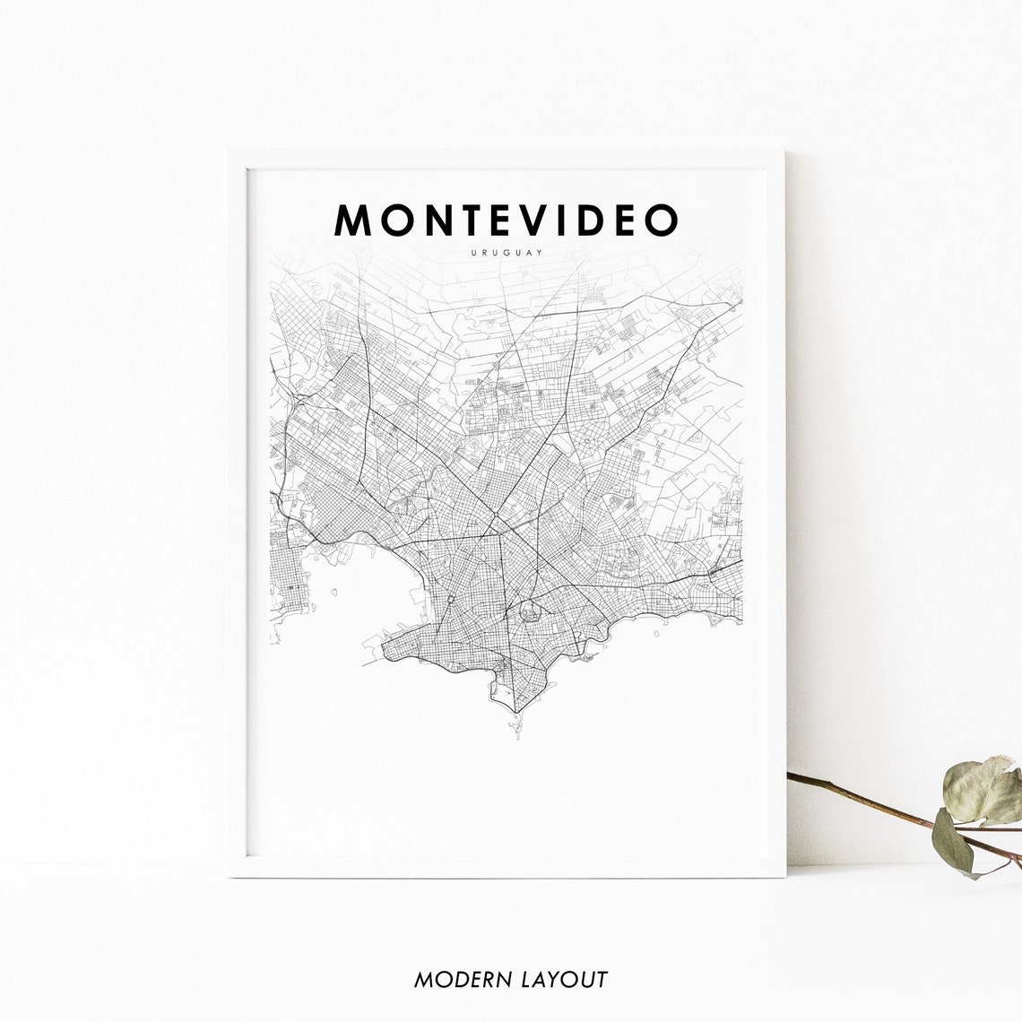 Montevideo Uruguay City Street Map Minimalist Modern Wall Poster