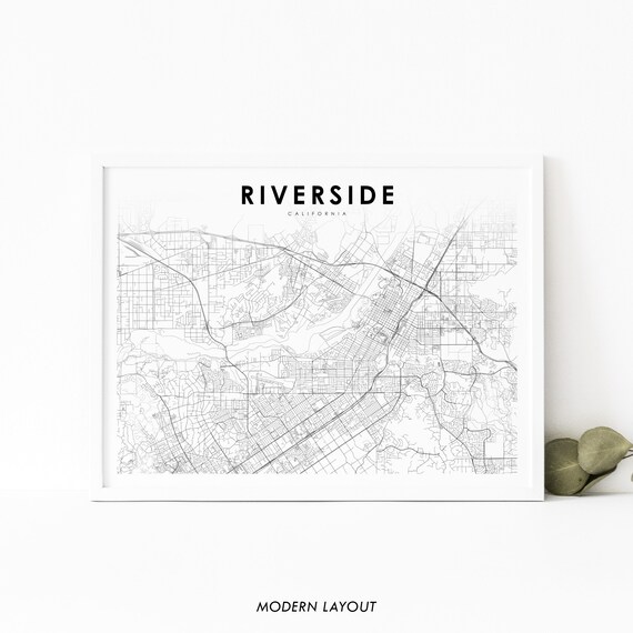 Riverside California Minimalist City Map Street Art Wall Print