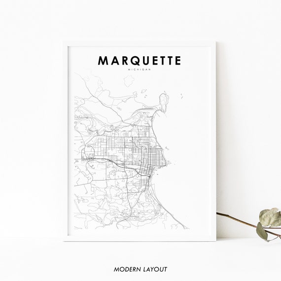 Marquette, MI Map Print, Michigan Travel Poster