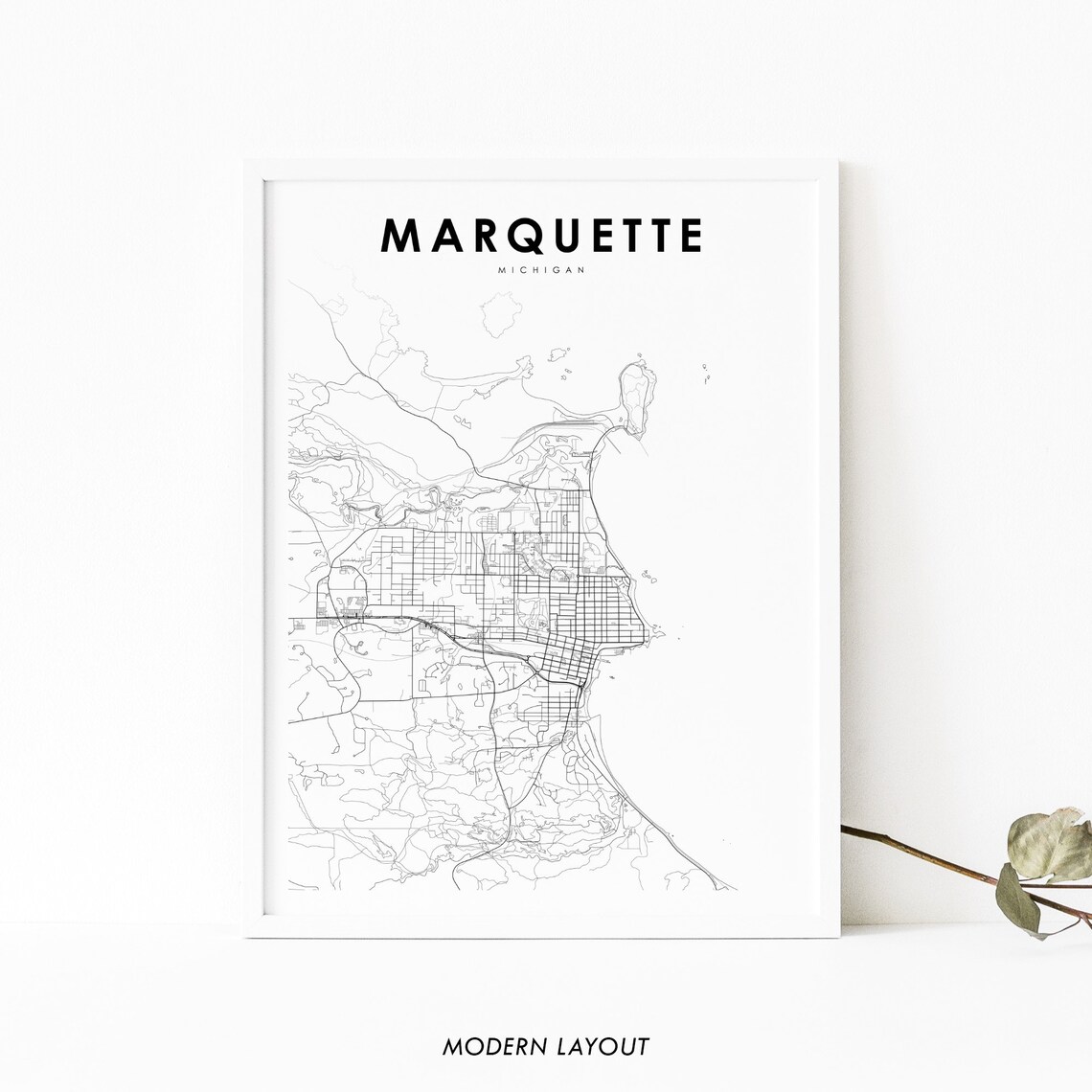 Marquette, MI Map Print, Michigan Travel Poster