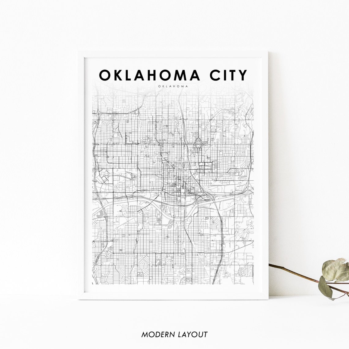 Oklahoma City Oklahoma Modern Minimalist City Map Art Poster