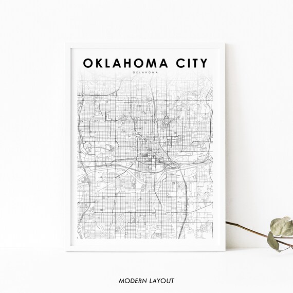 Oklahoma City Oklahoma Modern Minimalist City Map Art Poster