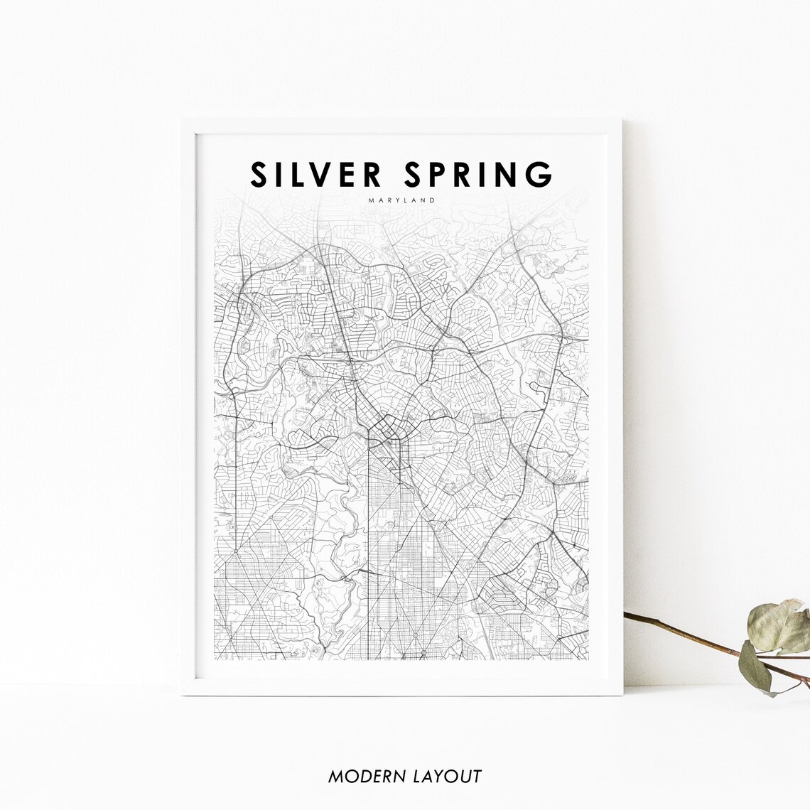 Silver Spring Md Map Print, Maryland Travel Poster