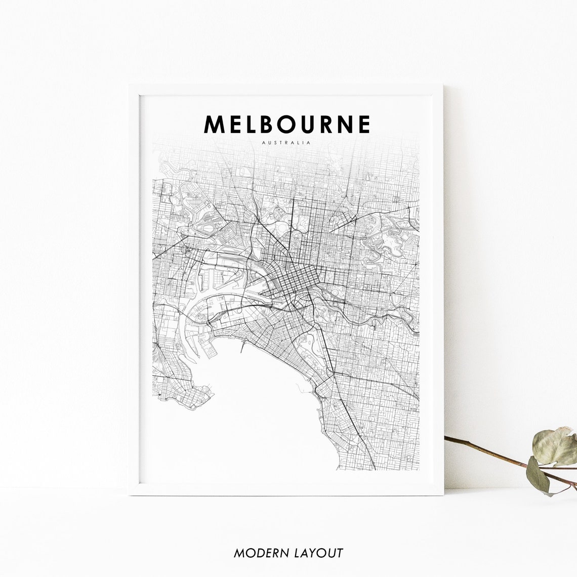 Melbourne Australia Minimalist City Street Map Modern Poster