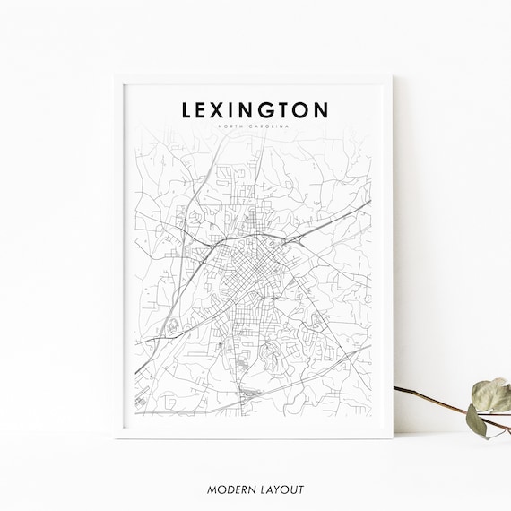 Lexington Nc Map Print North Carolina Usa Art Poster City Street Road Nursery Room Wall Office Decor