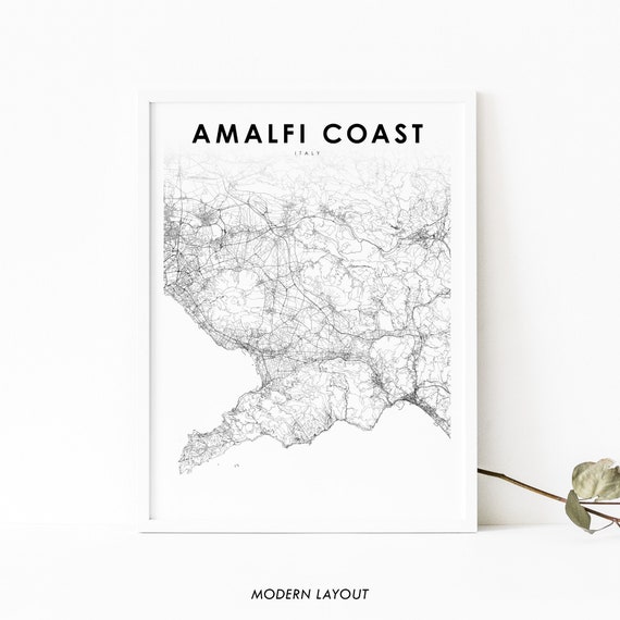 Amalfi Coast Italy Street Map Poster