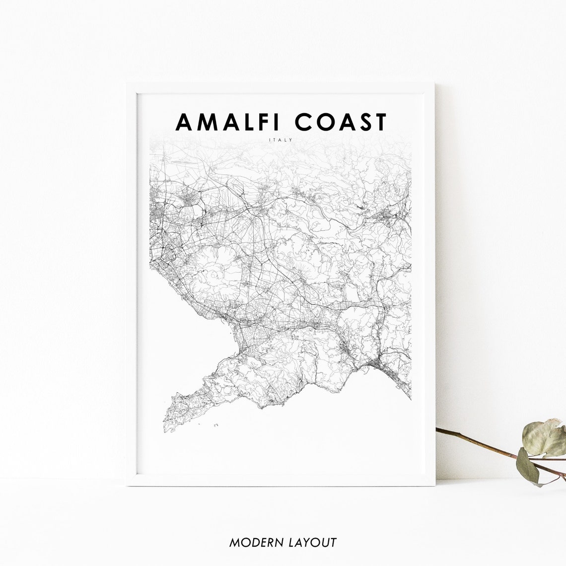 Amalfi Coast Italy Street Map Poster
