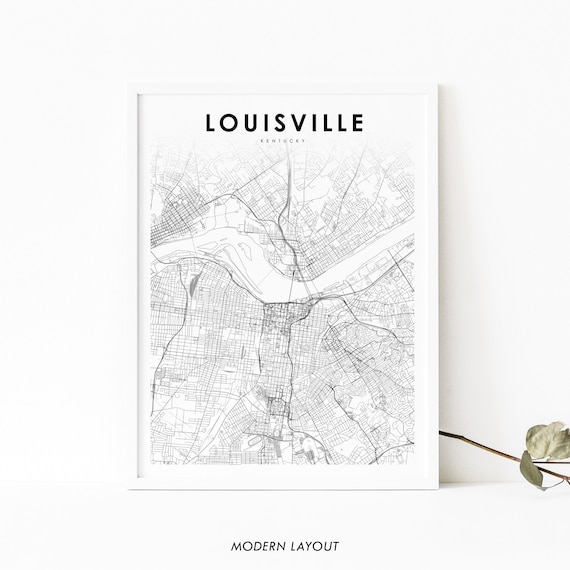 Louisville KY Map Print, Kentucky Travel Poster