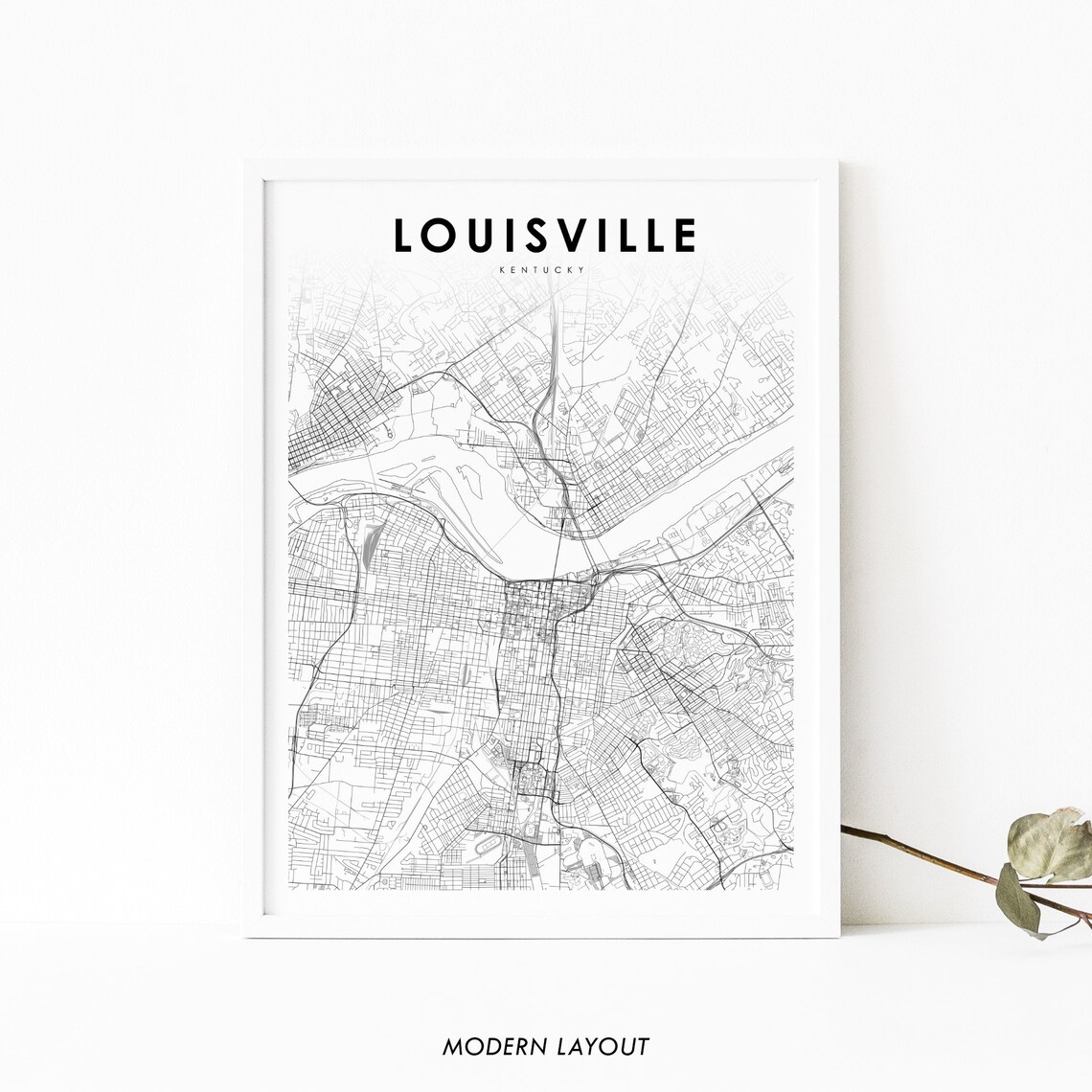 Louisville KY Map Print, Kentucky Travel Poster