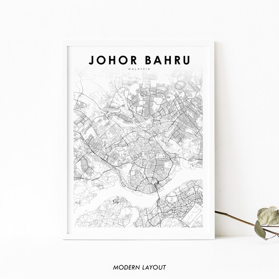 Johor Bahru Malaysia Minimalist City Street Map Black Line Poster