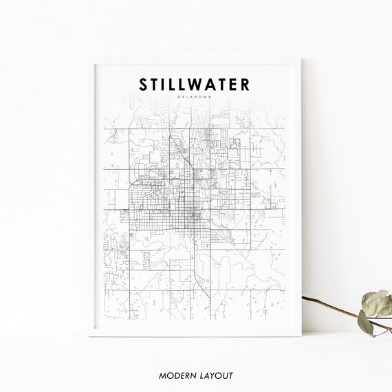 Stillwater Ok Map Print Oklahoma Usa Art Posterpayne County City Street Road Nursery Room Wall Office Decor