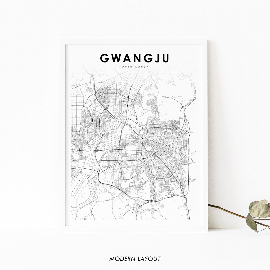 Gwangju South Korea Map Print, Nursery Room Decor