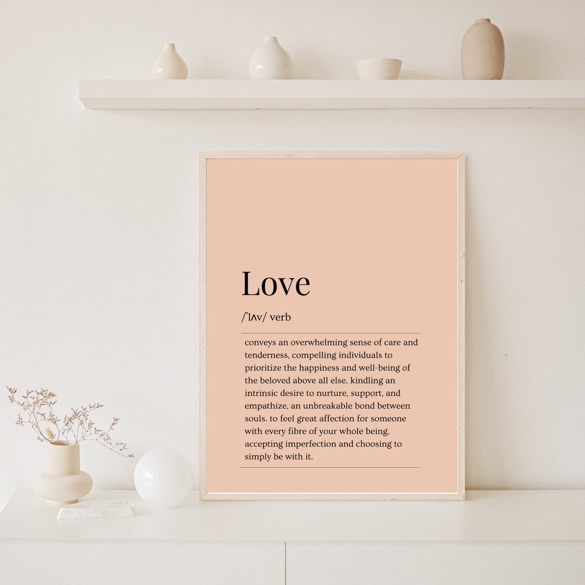 Love Dictionary Definition Peach Background Typography Wall Art - Image 5
