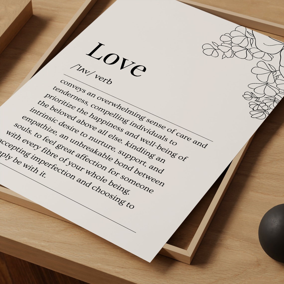 Love Dictionary Definition Floral Line Art Typography Poster - Image 8