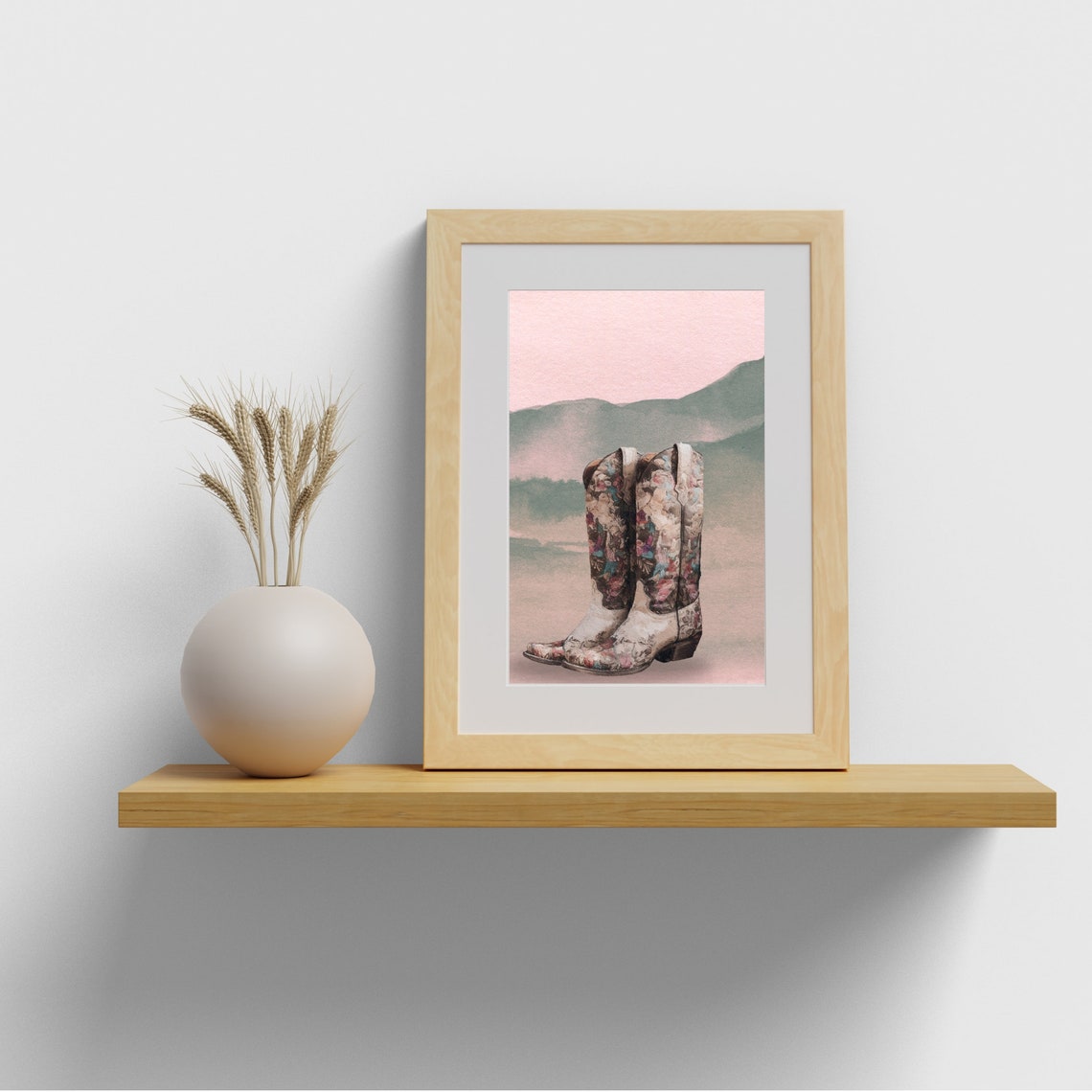 Western Artful Cowgirl Boots Wall Art Instant Southern Girl Boots Room Wall Art Pink Western Watercolor Girly Wall Art West01 - Image 4