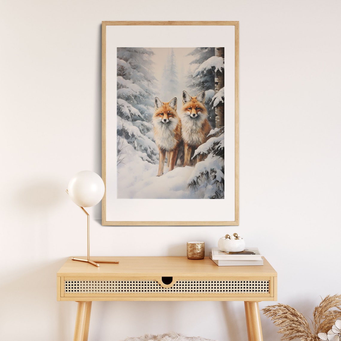 Snowy Winter Fox Art Foxes In Winter Forest Oil Painting Print Winter Snowy Scene Wall Art Woodland Animal No1 Wa01 - Image 4