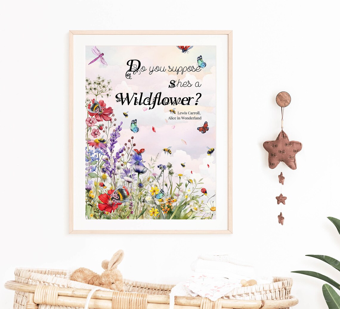Alice In Wonderland Wildflowers Nursery Art Print - Image 2