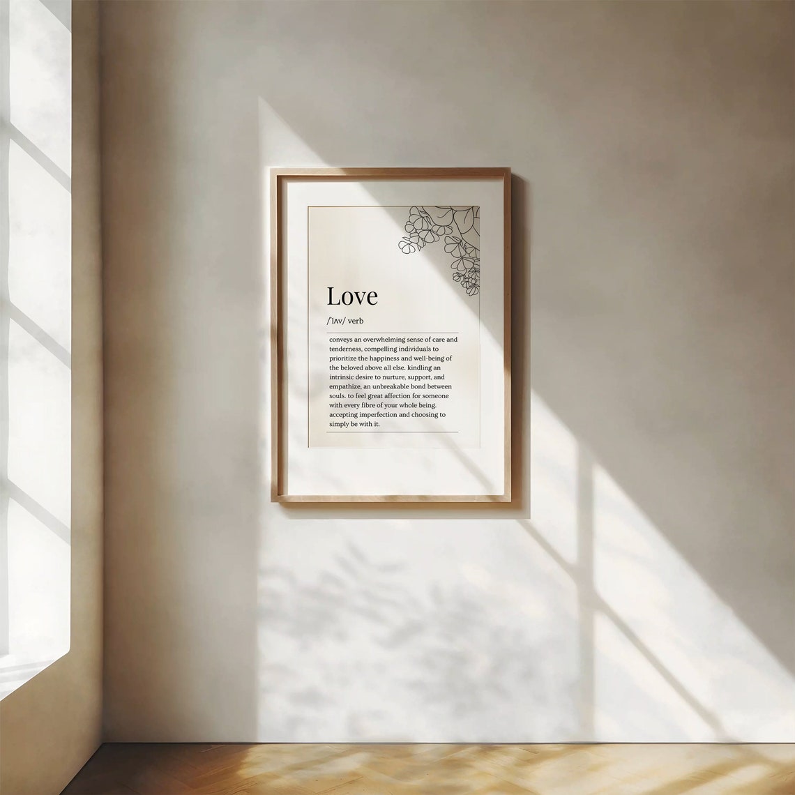 Love Dictionary Definition Floral Line Art Typography Poster - Image 4