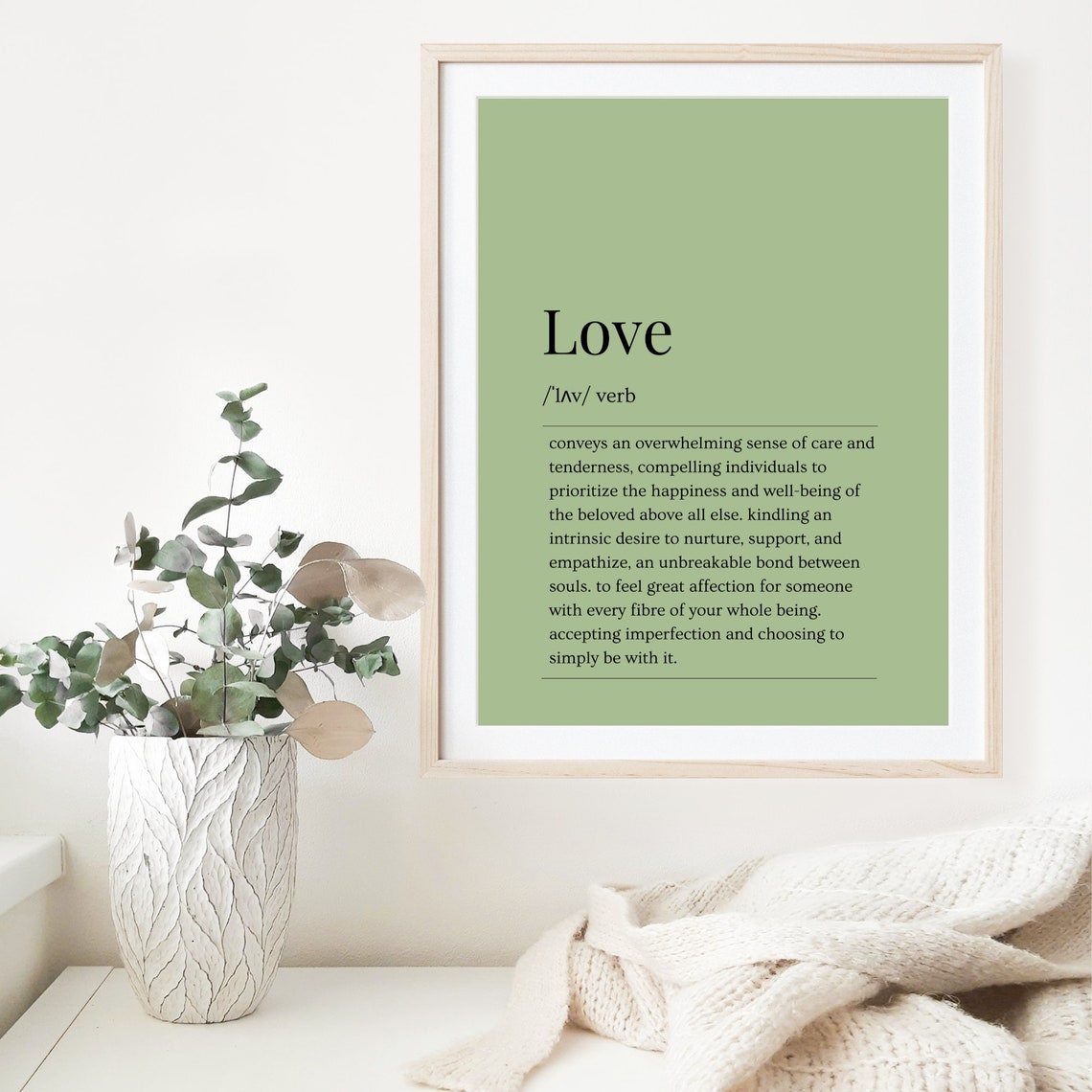 Love Dictionary Definition Green Background Typography Poster - Image 3