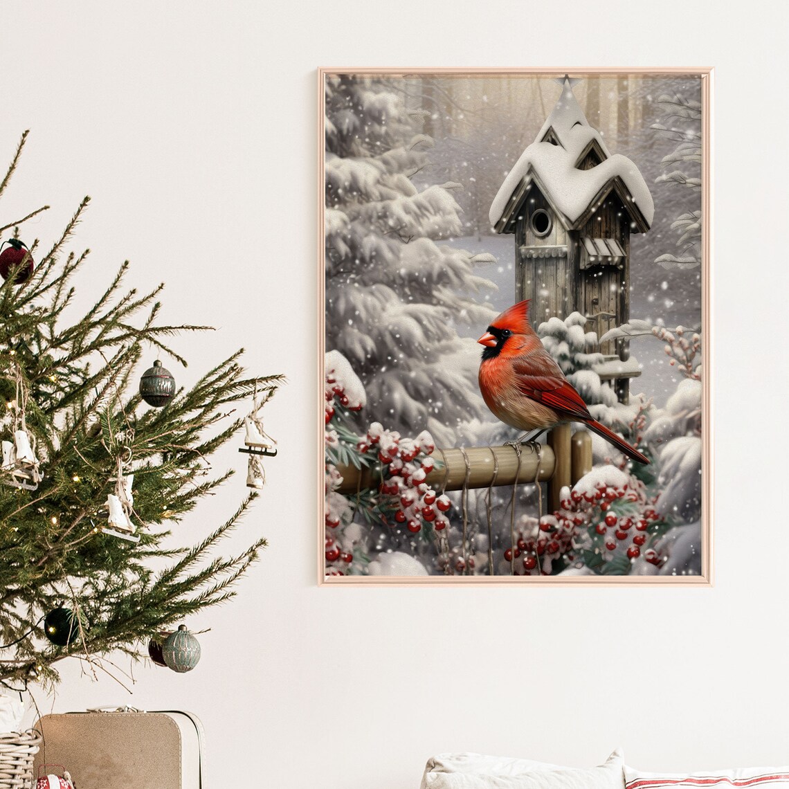 Christmas Red Cardinal Winter Snow Art Print - Image 8